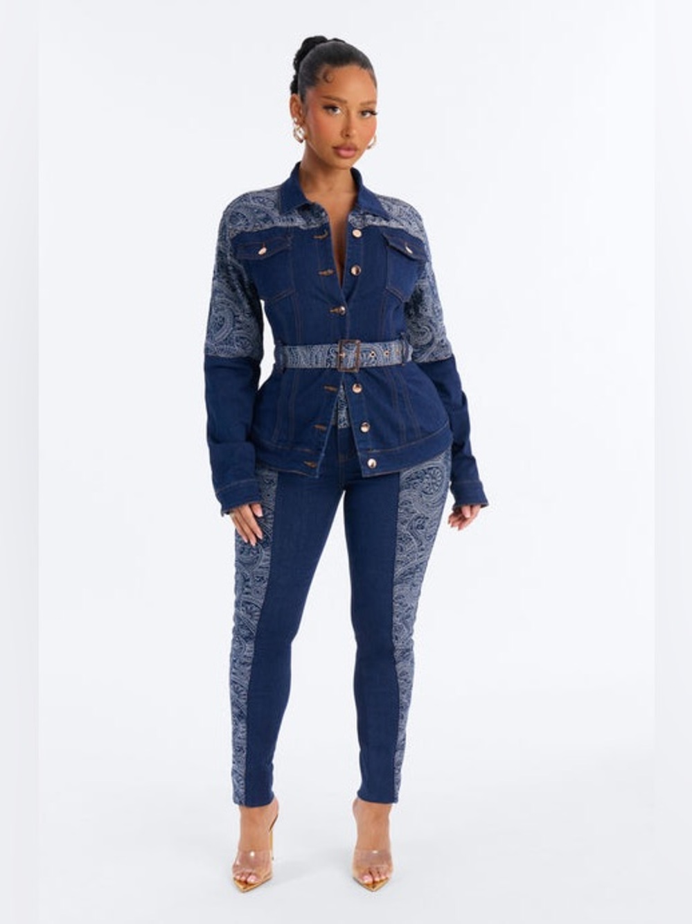 Parker Paisley Denim Jacket - Dark Wash
(NO BELT)